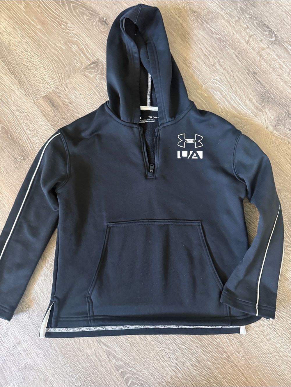 Under Armour Black Hooded Quarter-Zip Sweatshirt with Reflective Trim